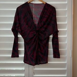 Twisted Front Animal Print V Neck Sweater S